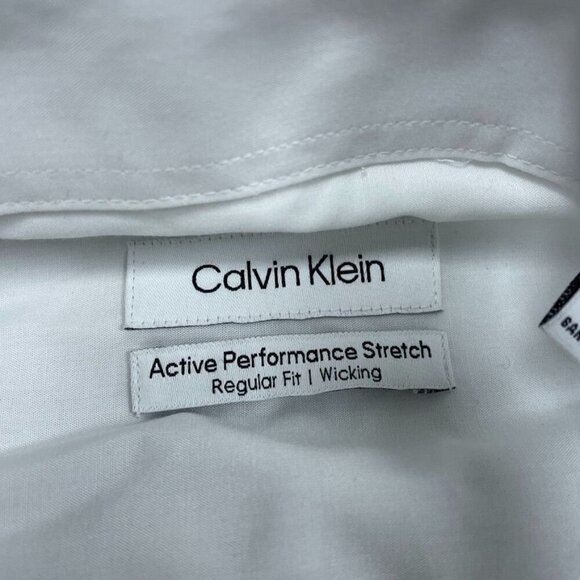 Calvin Klein White Active Performance Stretch Shirt Regular Fit L a0752 - Picture 2 of 8